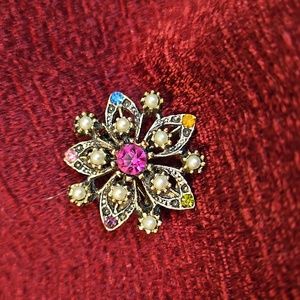 Vintage Pearl & Jewel Brooch Pin